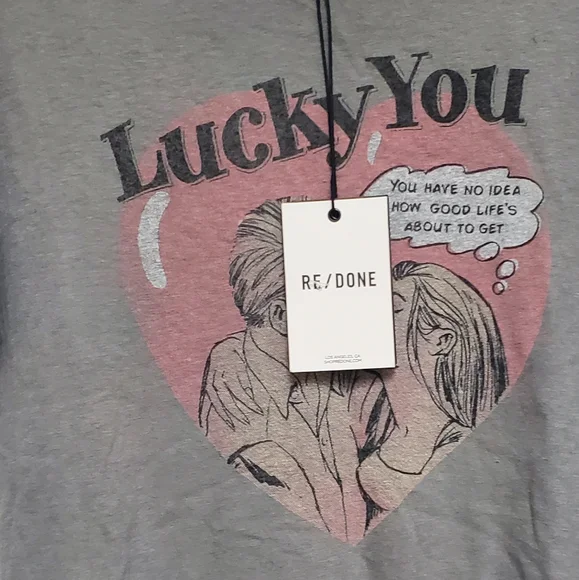 Re/Done Lucky You Classic Tee/Grey Haze - Picture 4 of 7